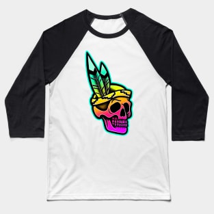 colorful native skull Baseball T-Shirt